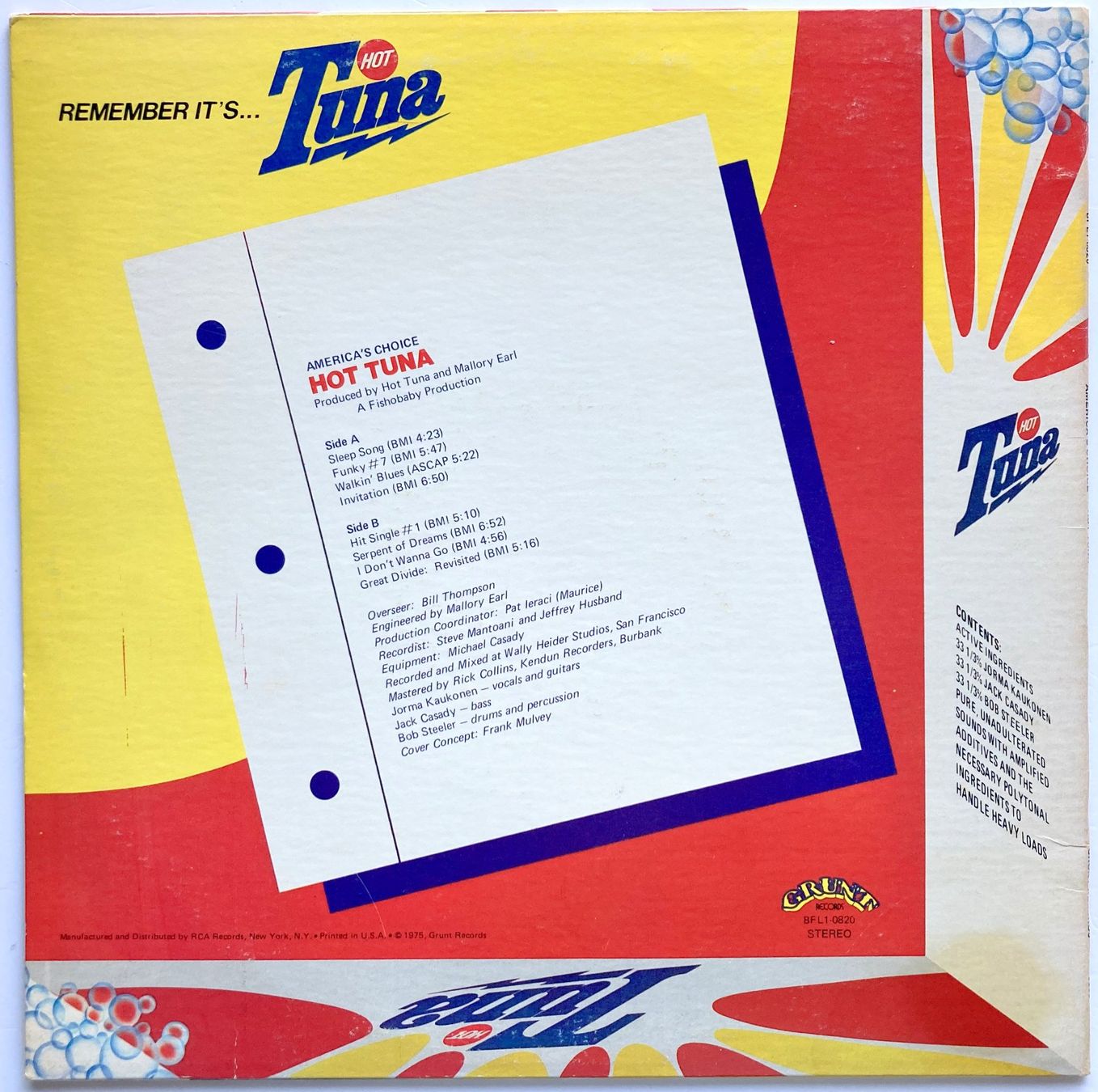 Dischi in vinile: HOT TUNA - AMERICA'S CHOICE – Usato da Bottens venduto da hotter-than-hell 1