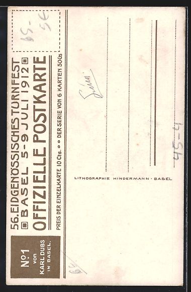 Cartoline postali: Basel, 56. Eidgenössisches Turnfest 191 – Usato da Berlin venduto da bartko-reher 1