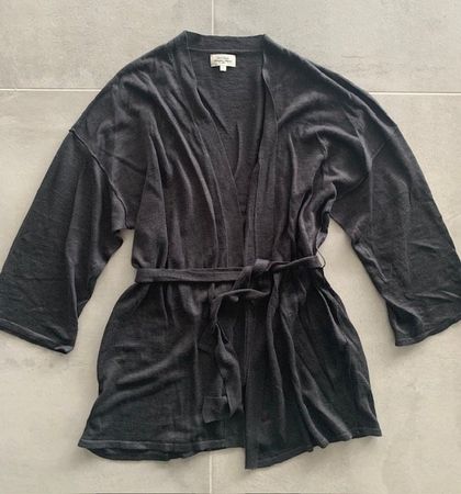 Hartford Gilet Kimono Gris 100% lin Taille 1 (S)