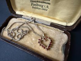 Silber Kette mit Böhmische Granaten 800, 925