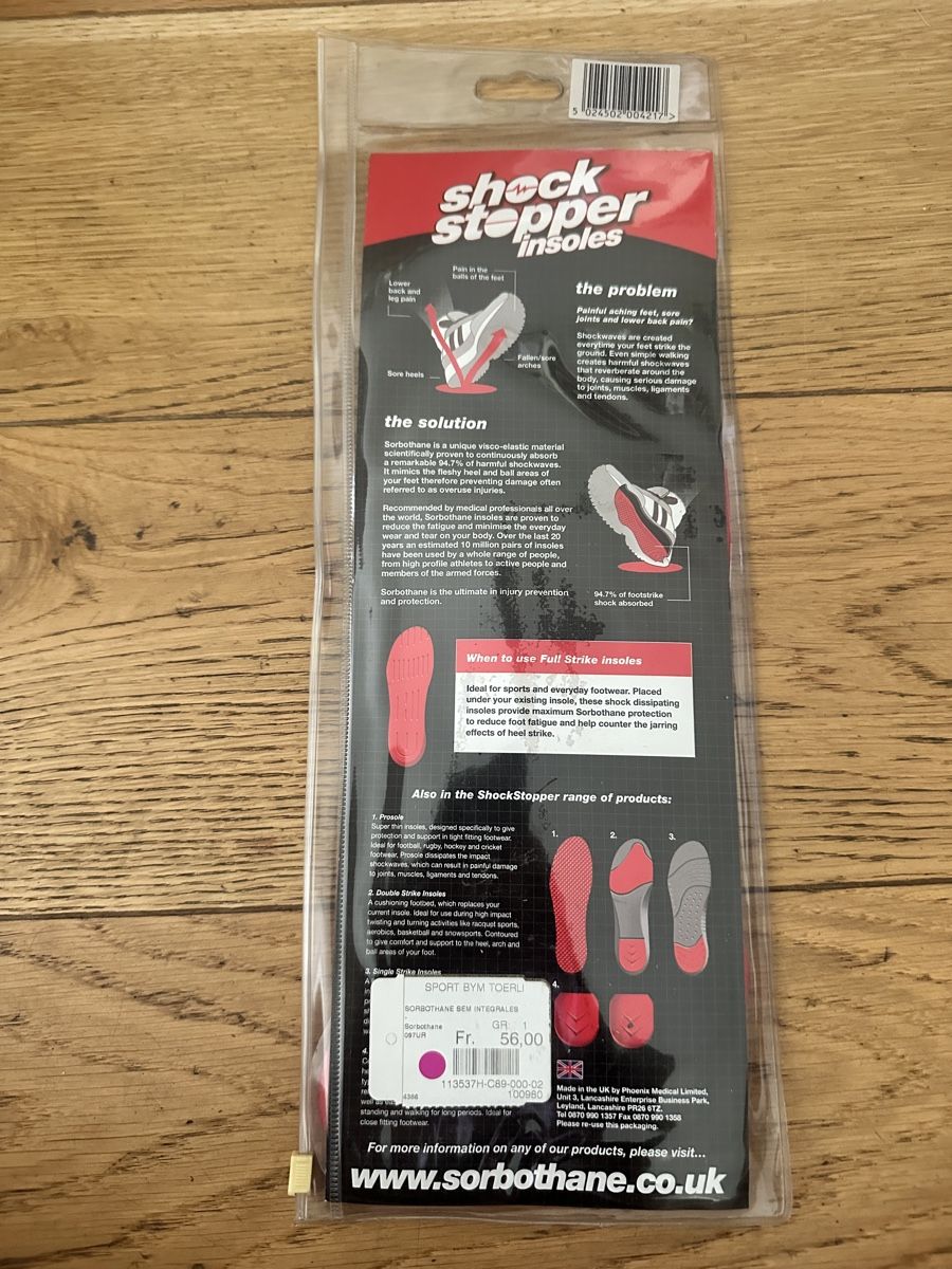 Chaussures hommes: Sorbothane Shock Stopper Einlegesohlen Gr. 38-40, Neu – Neuf avec emballage d'origine à Basel par ben_pvk7 1