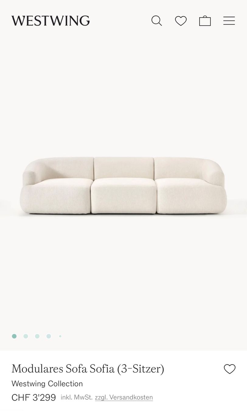 Westwing Sofas: Modulares Westwing-Sofa Sofia (3-Sitzer) – D'occasion à Adliswil par nin_scy6 1