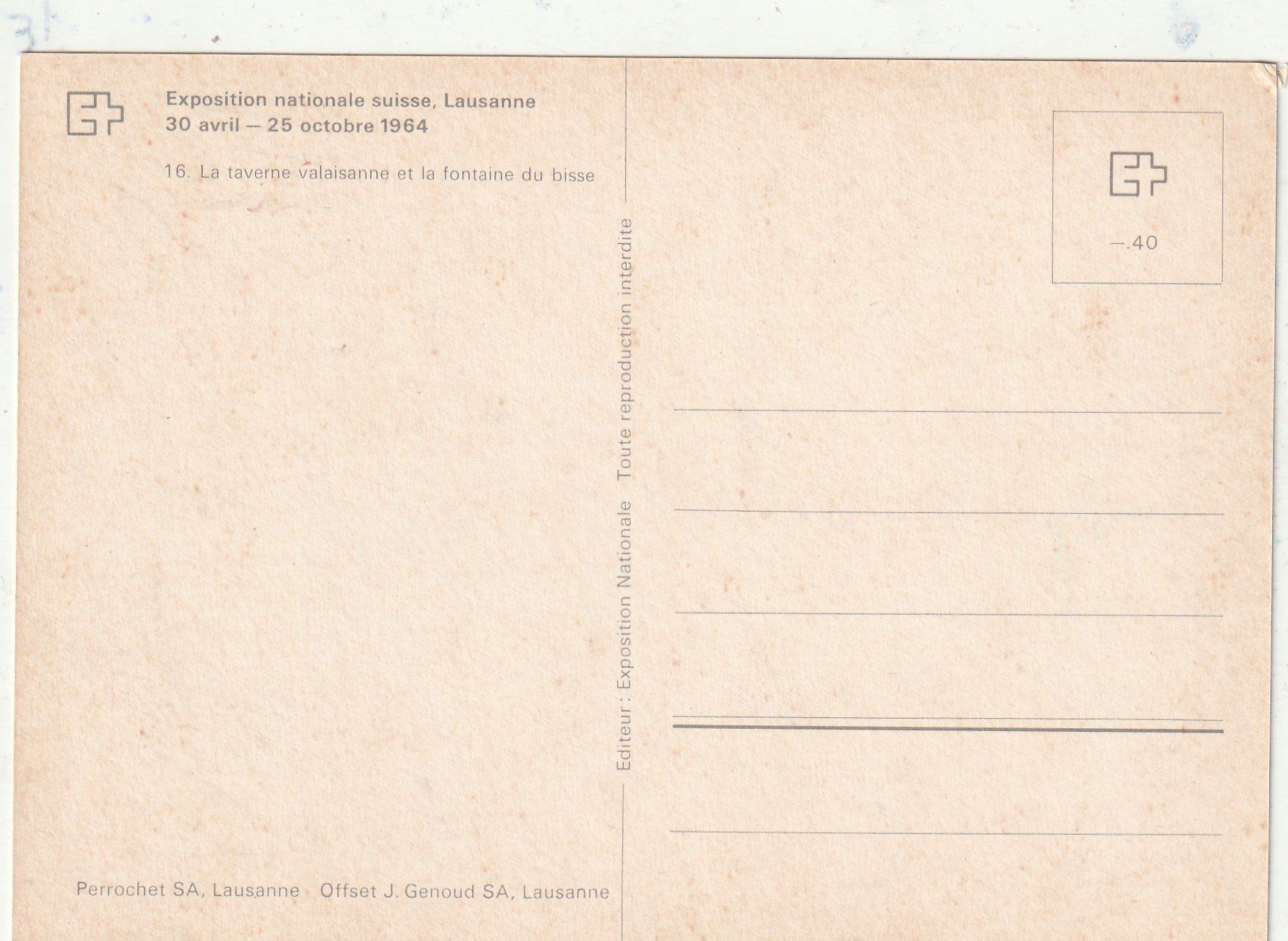 Cartes postales: Expo Lausanne 1964 – D'occasion à Lumbrein par made02 1