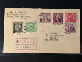 R-Brief 1934 von St. Louis USA nach Zürich