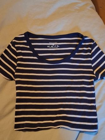 T-Shirt Primark gestreift dunkelblau weiss Grösse S gebra...
