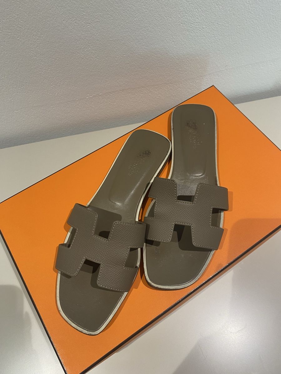 Hermès Scarpe da donna: Hermes Oran 38.5 Etoupe Fullset – Usato da Zürich venduto da love444ever 2