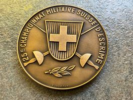 25. Militär-Meisterschaft, Fechten 1956 Medaille Huguenin