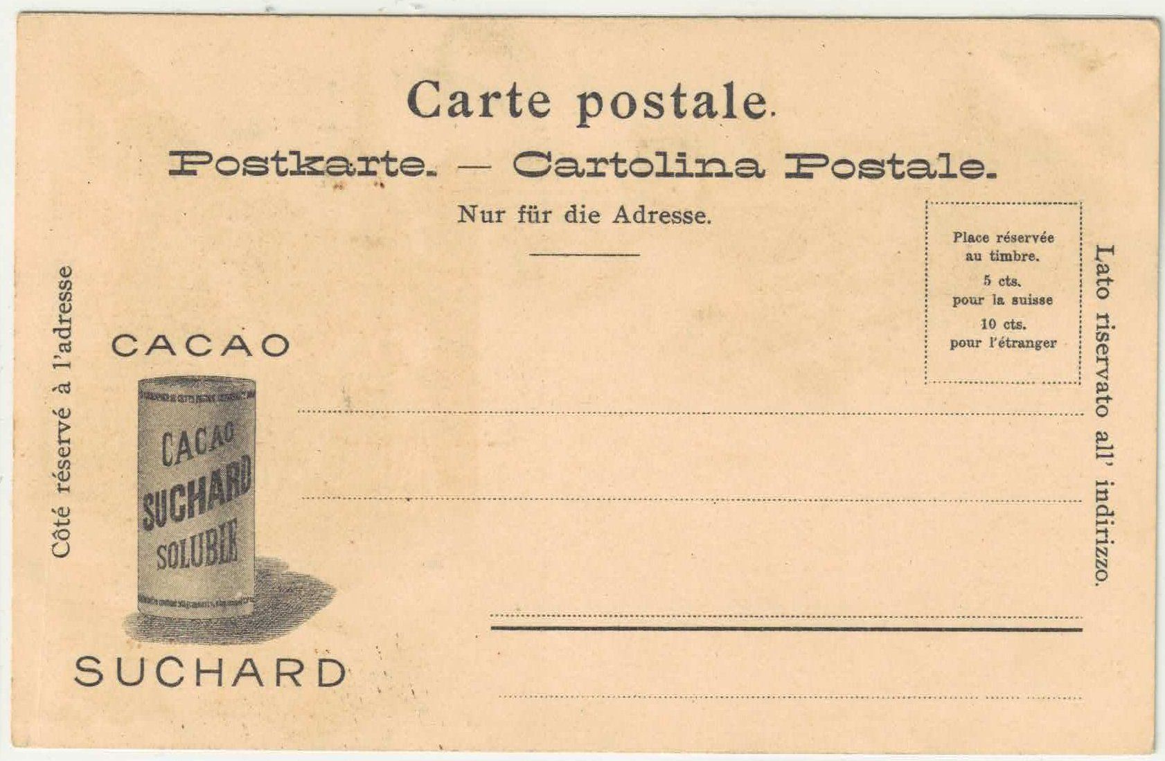 Cartes postales: Chocolat Suchard - Bern - Litho – D'occasion à Ettingen par Kartenplanet 1