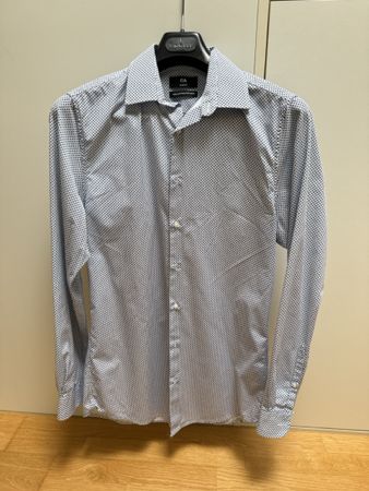 Hemd gemustert weiss blau Gr. S
