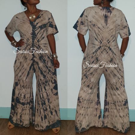 Sommer unikat Batik Handgefärbt Boho Overall Jumpsuit XS-L