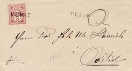 1882 Stabstempel PEIST auf Beleg mit 5Rp. Wertziffer