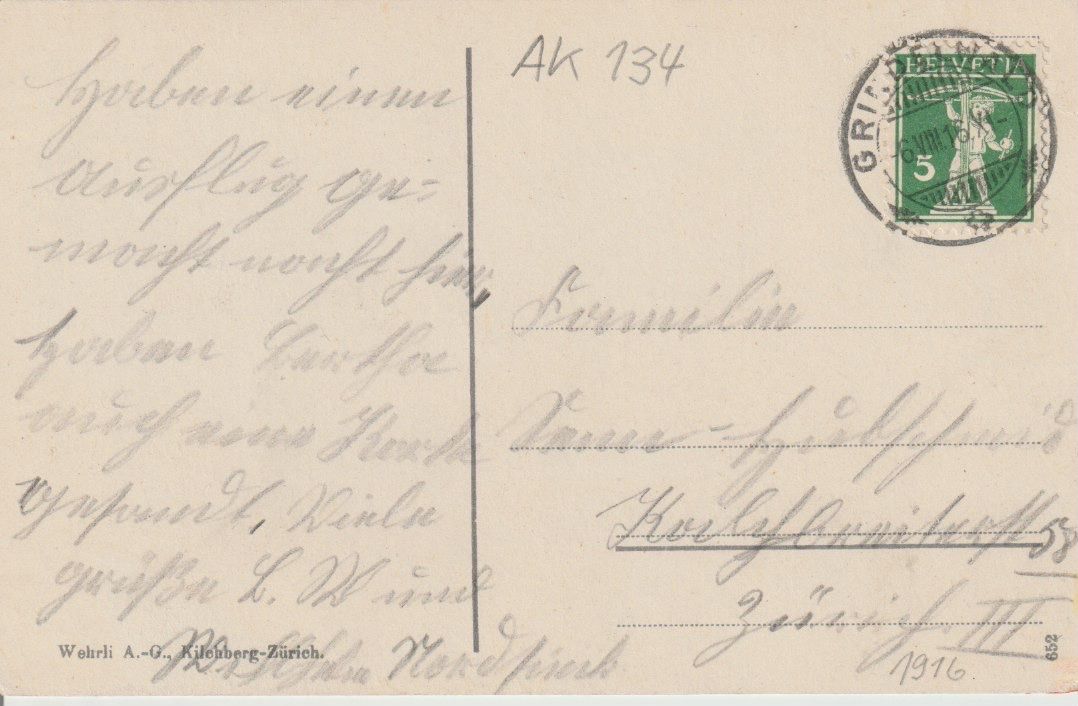 Cartoline postali: AB 134 Kleine Scheidegg mit Eiger und Mönch, 1916 – Nuovo (secondo la descrizione) da Freienbach venduto da Bhaltis 1