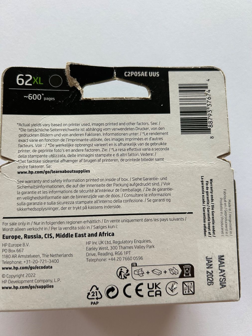 Hewlett Packard Druckerpatronen & Toner: HP 62 XL Druckerpatrone - NEU – Neu und originalverpackt aus Oberwil b. Zug von design_at_work 1