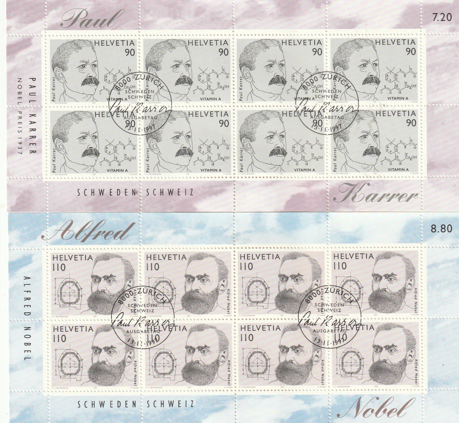 Alle Briefmarken: 927 u. 928 Kleinbogen mit 8 Marken Gestempelt und Postfrisch – Gebraucht aus Rupperswil von Ema10