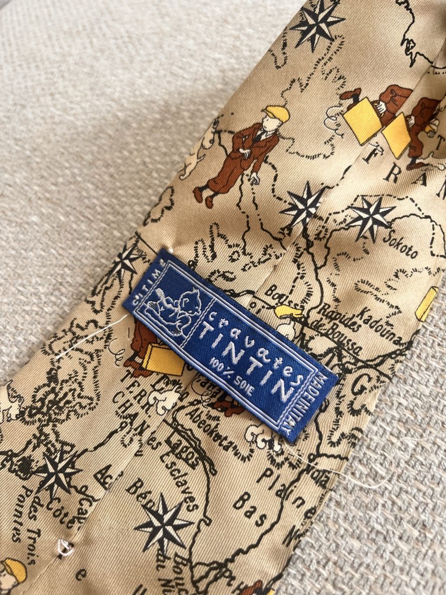 Krawatten: Tie Tintin Map Pattern 100% Silk Made in Italy Used – Gebraucht aus Lausanne von Danash 5