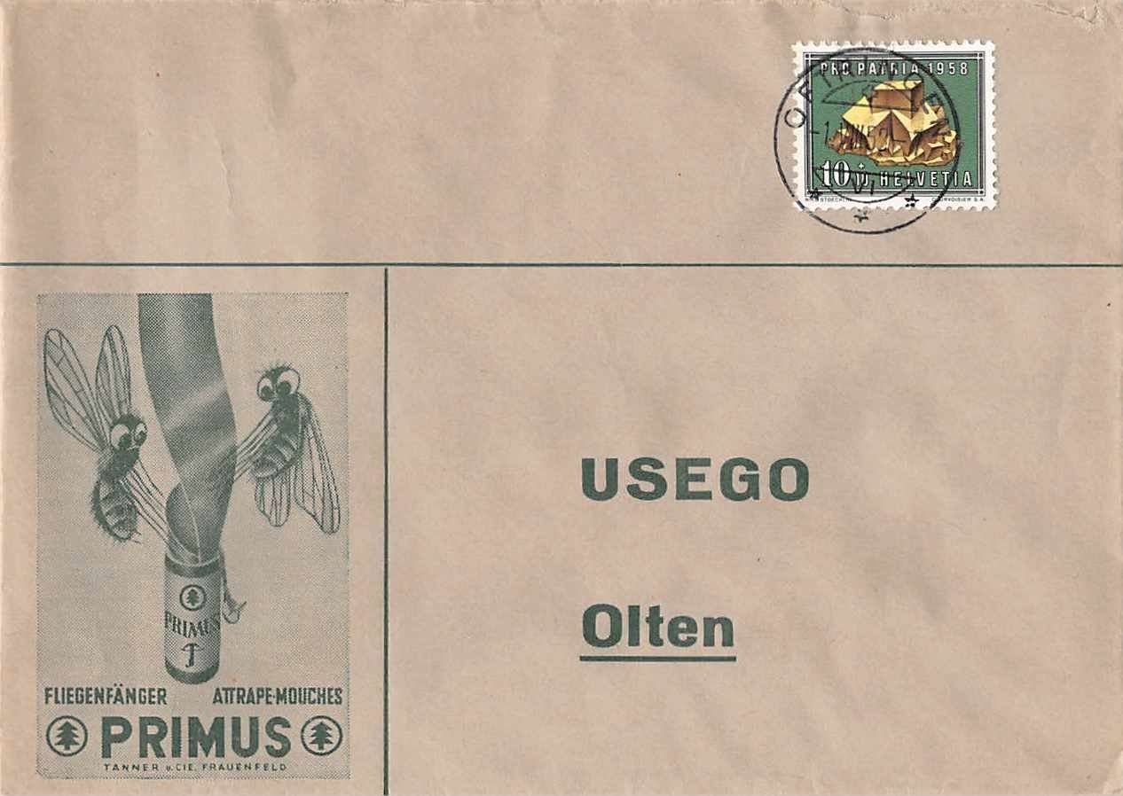Tutti i francobolli: PRIMUS illust. Couvert USEGO Olten, Voll-O OFTRINGEN 1.8. !! – Usato da Winterthur venduto da SchatzchischtliWinti