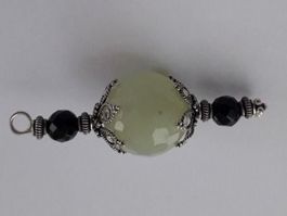Schöner Anhänger Jade Onyx 925 Silber Vintage
