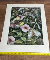 Großer Vintage-Kunstdruck (Schmetterlinge & Blumen)