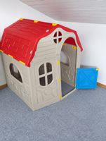 Kinder-Spielhaus Kunststoff faltbar, rotes Dach