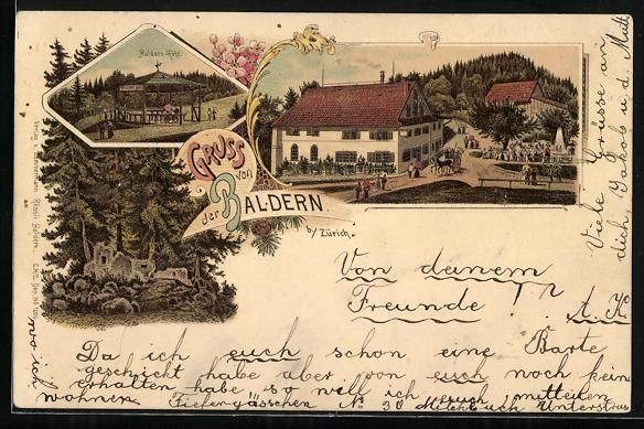 Ansichtskarten: Litho Stallikon, Gruss von der Baldern,  – Gebraucht aus Berlin von bartko-reher