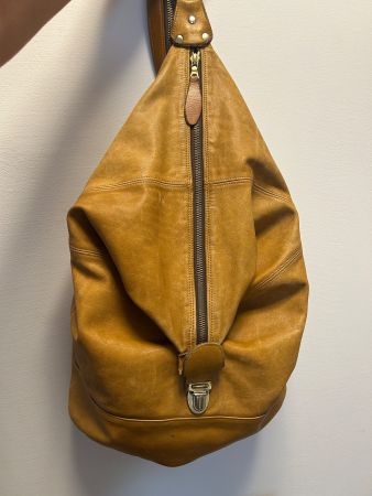 Vintage Weiches Leder Tasche & Rucksack 2-in-1 Cognac