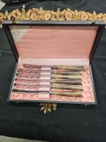 Antike Messer Solothurn mit Horn-Griff, 6er Set im Etui