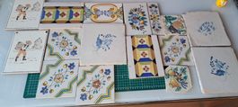 Lot d'anciennes tuilles espagnoles en céramique