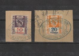 2 Taxmarken, Fiskalmarken, Kanton Bern, um 1940