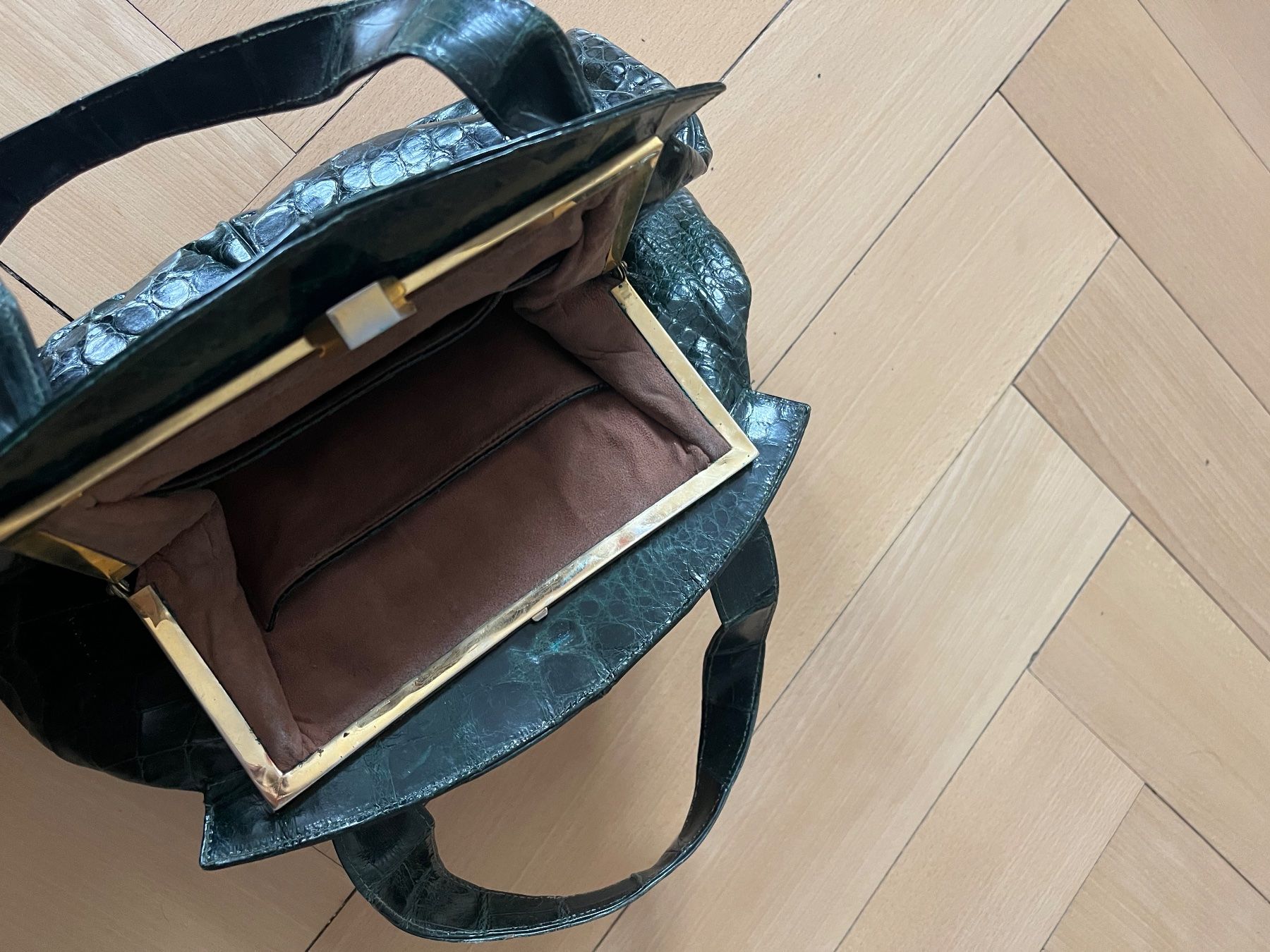 Taschen: Vintage Crocodile Leather Handbag darkgreen – Gebraucht aus Baden von ElenArt 2