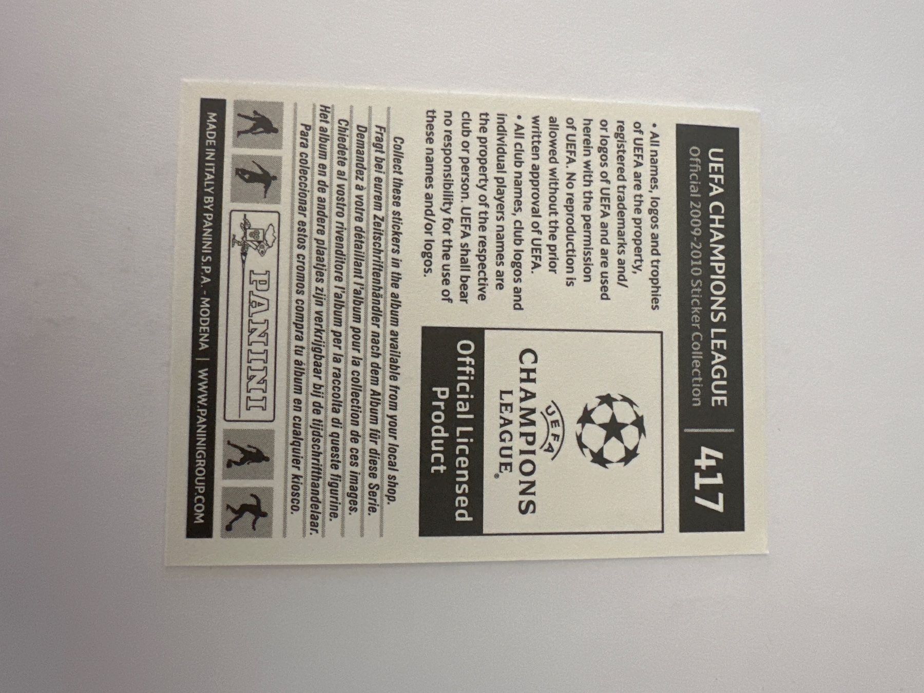 Panini Carte collezionabili: Panini UEFA Champions League 2009-2010 - Nr. 417 – Usato da Sulz AG venduto da DealWerk 1
