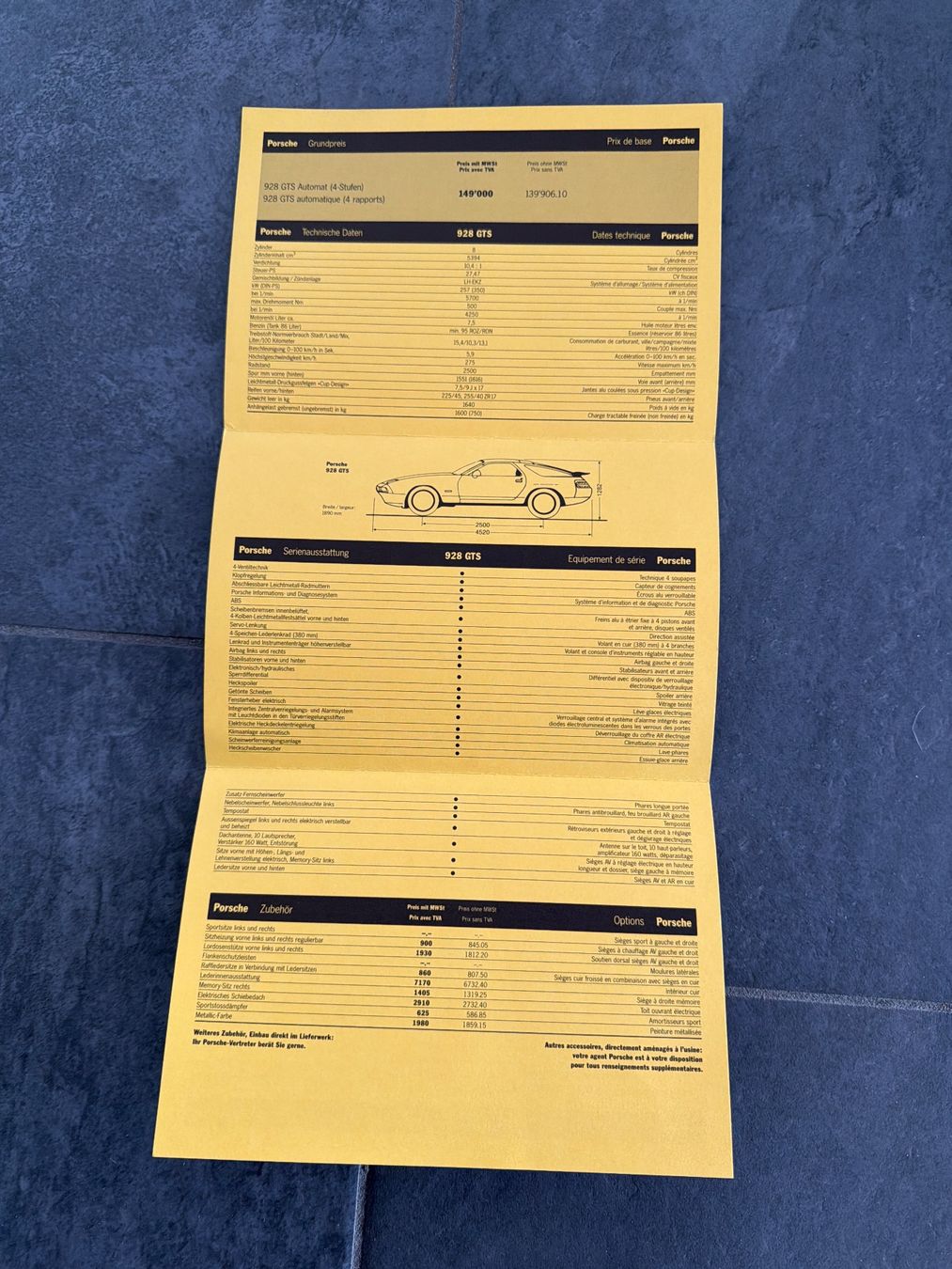 Porsche Dokumente: Porsche 928 GTS - Preisliste von 1995 – Neu (gemäss Beschreibung) aus Wolfwil von Rolex1 1