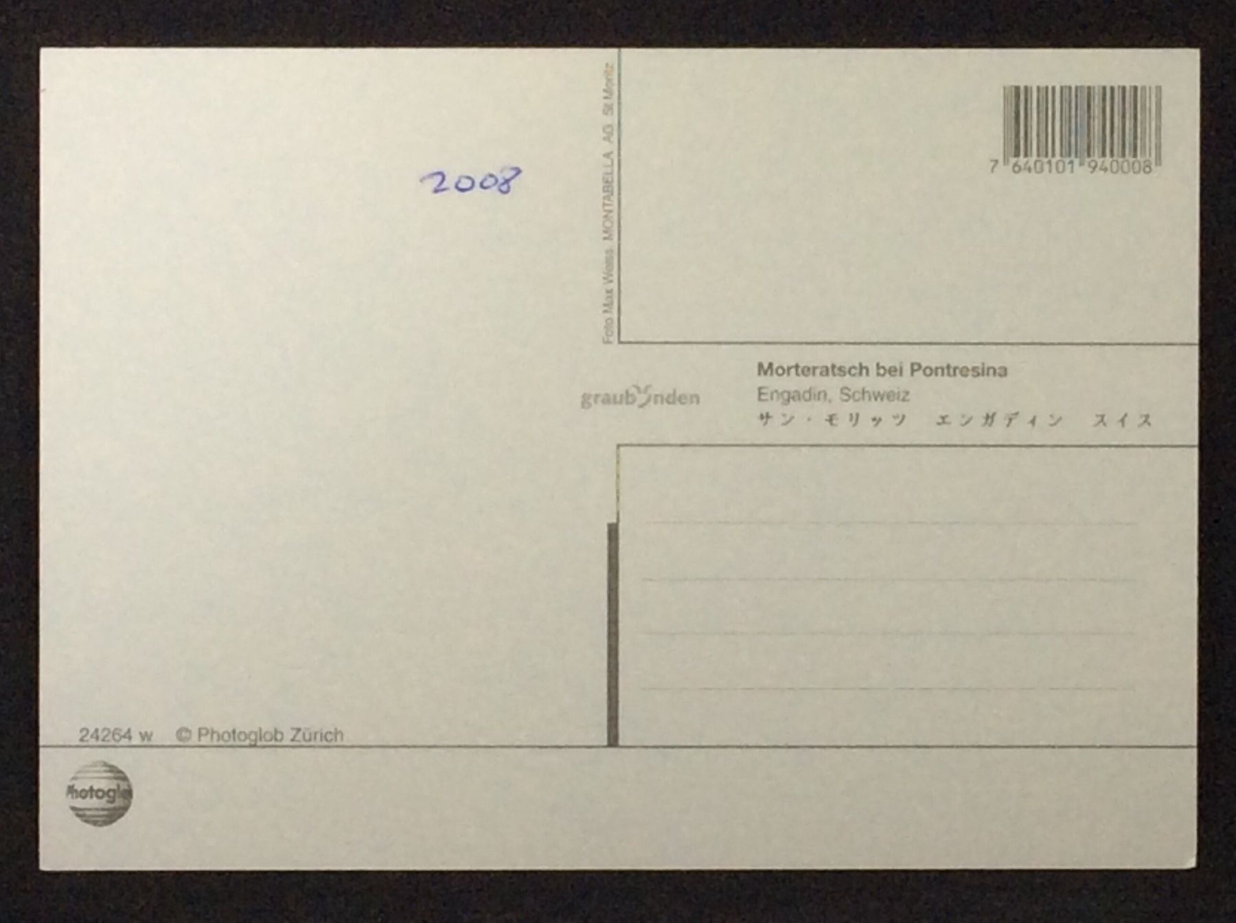 Cartoline postali: Morteratsch bei Pontresina, Engadin – Usato da Widnau venduto da Brusi9 1
