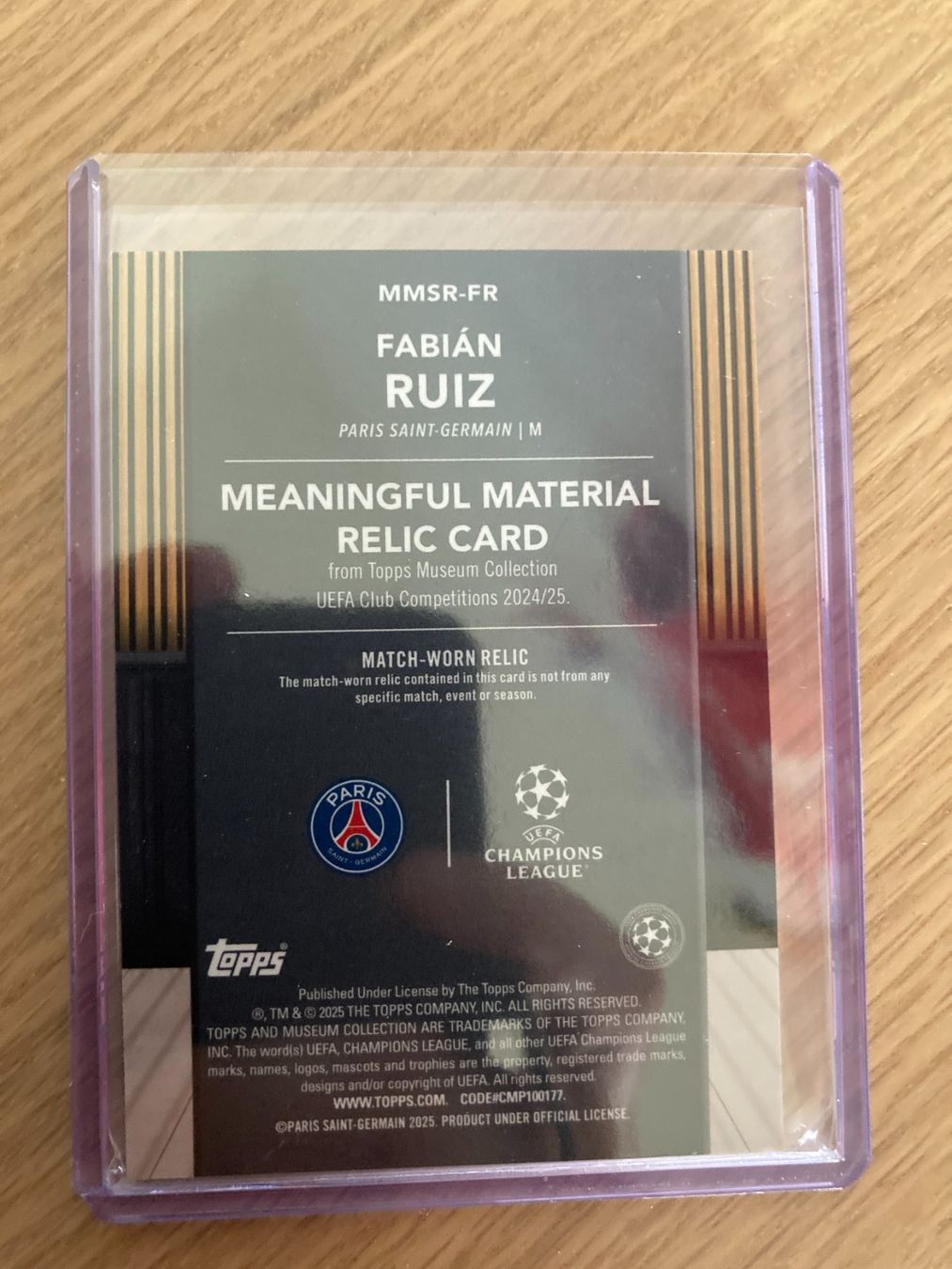 Topps Carte collezionabili: Topps Museum UEFA 24-25 - Fabian Ruiz Patch /150 – Usato da La Tour-de-Peilz venduto da Tyalos_Cards 1