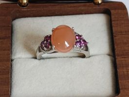 Bague en Argent 925, Pierre de Lune Pêche !
