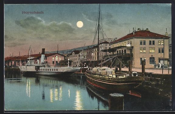 Cartes postales: Rorschach, Dampfer und Segelschiff im Ha – D'occasion à Berlin par bartko-reher