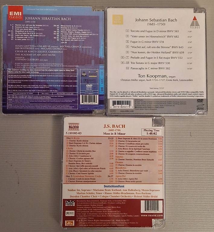 Tutti i DVDs: 3 DVD-Audio (Surround) J.S. Bach – Usato da Nürensdorf venduto da Jx3p 1