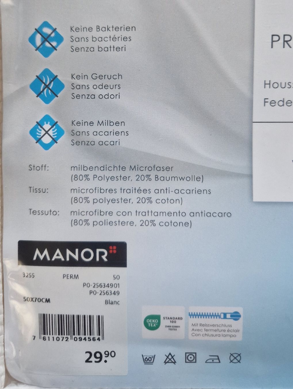 Manor Biancheria da letto: Housse de protection pour oreiller – Nuovo e nell'imballaggio originale da La Tour-de-Peilz venduto da didi84 1