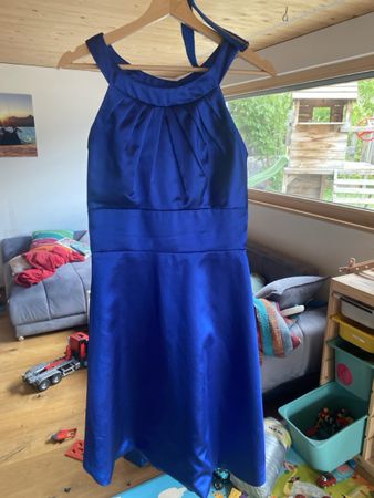JJ's House Satin Kleid, Grösse 38, blau