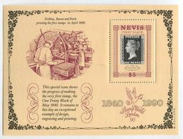 Block "One Penny Black". Nevis