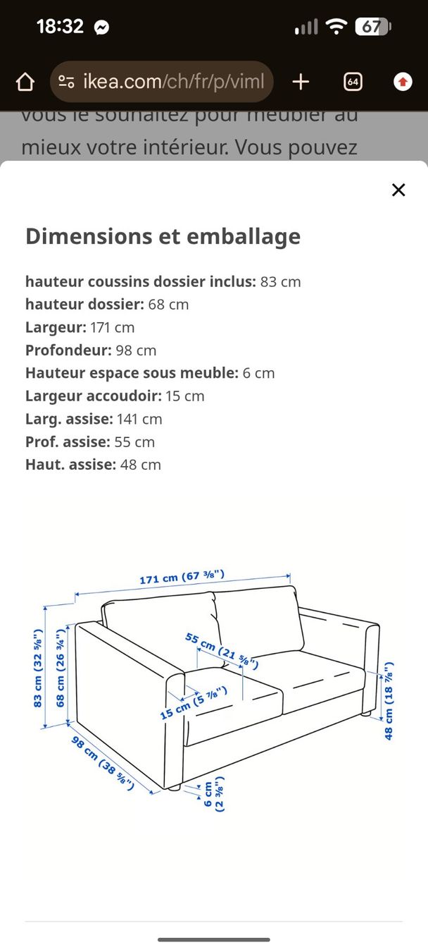 Ikea Divani: Canapé sofa 2 personnes VIMLE bleu foncé – Usato da Thônex venduto da cha_j9hs 4