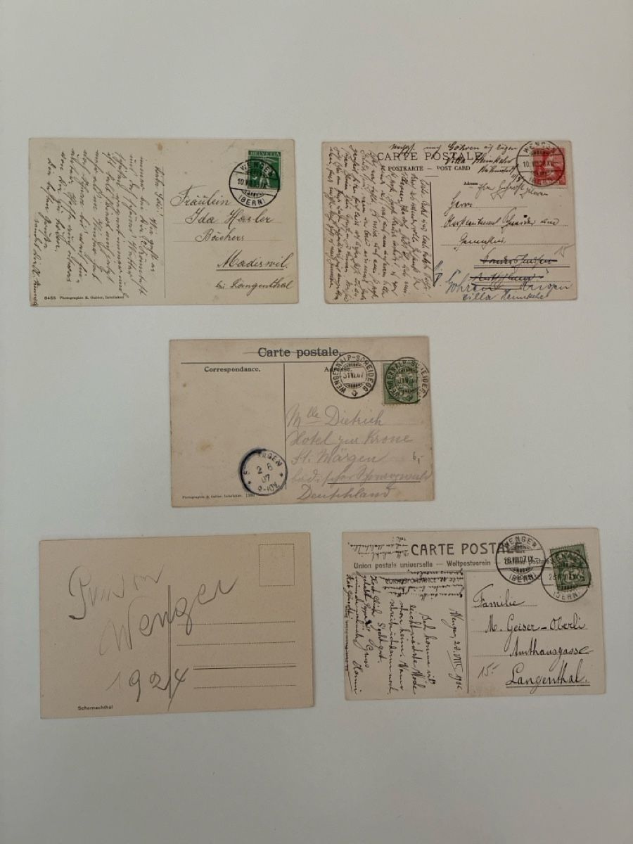 Cartoline postali: 10 Ansichtskarten Schweiz von Wengen BE – Usato da Oftringen venduto da Cla.vD.74 1