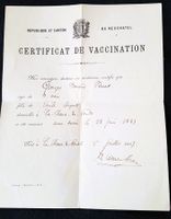 Neuchâtel Impf-Zertiikat 1887 Suisse Certificat Vaccination