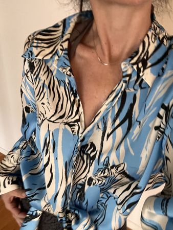 Zara Bluse S Animal Print blau 
