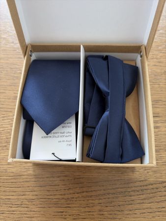 Krawatte Fliege Set dunkelblau von Pier One Neu