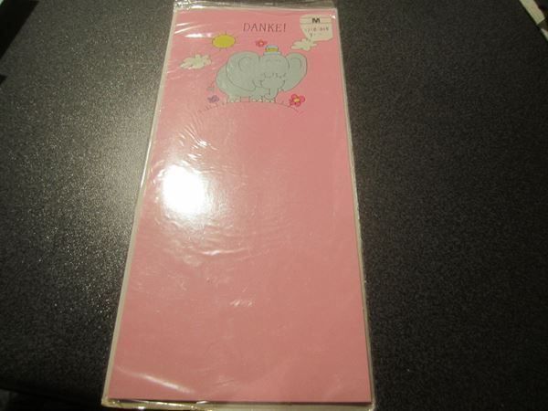 Karten: Karte Danke rosa/Elefant, neu – Neu und originalverpackt aus Zürich von Motzkuh