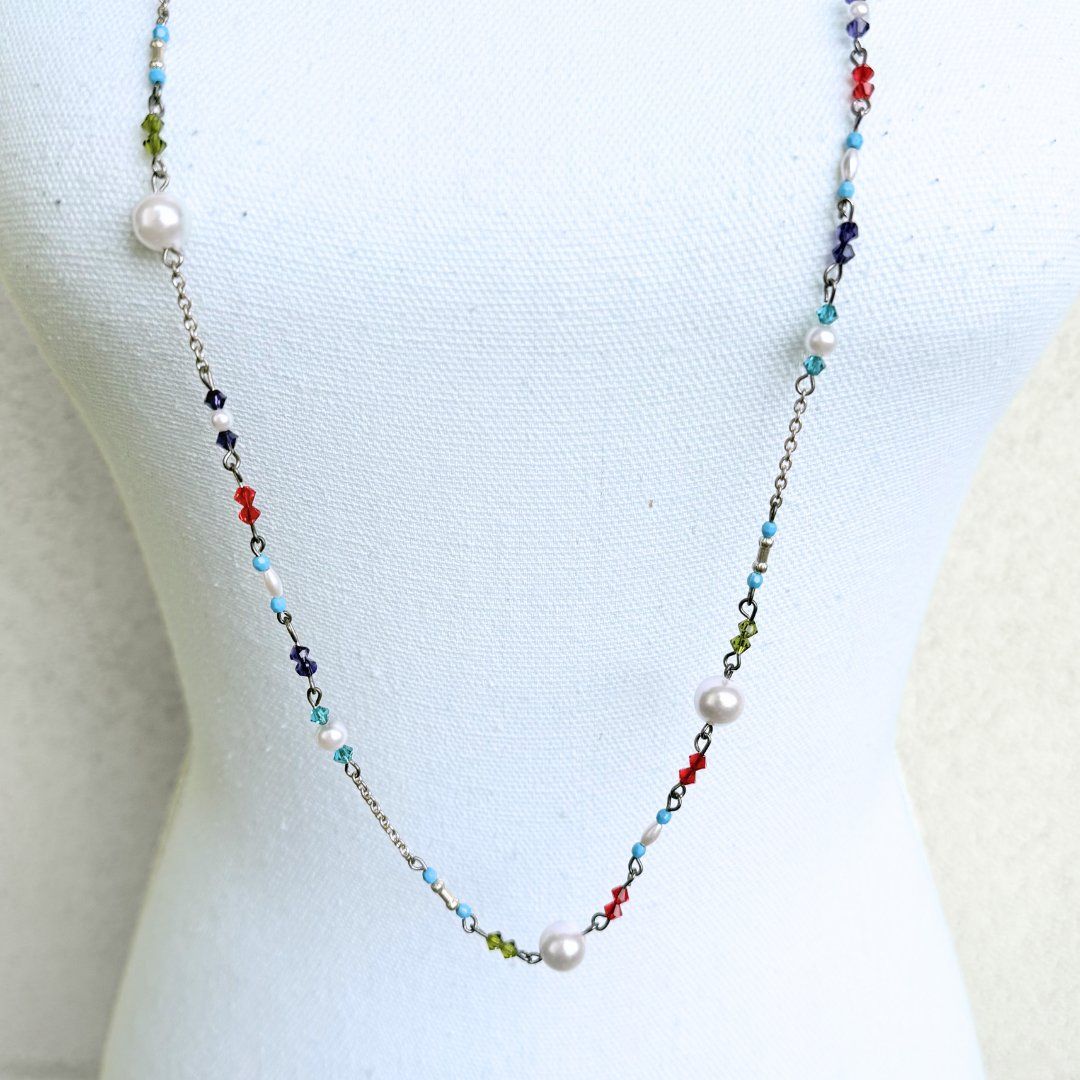 Catenine: Collier Multicolore - Rouge, Blanc, Bleu, Noir – Usato da Vevey venduto da secondlifevevey 1