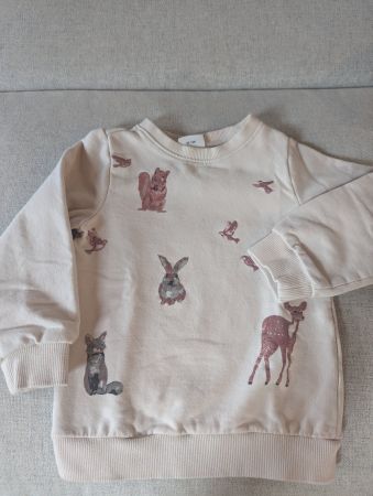 Mädchen Pullover beige mit Tiermotiv Grösse 86/92
