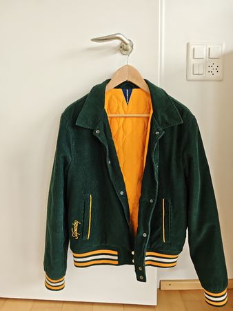 Superdry Collegejacke aus Cord in dunkelgrün - Grösse M