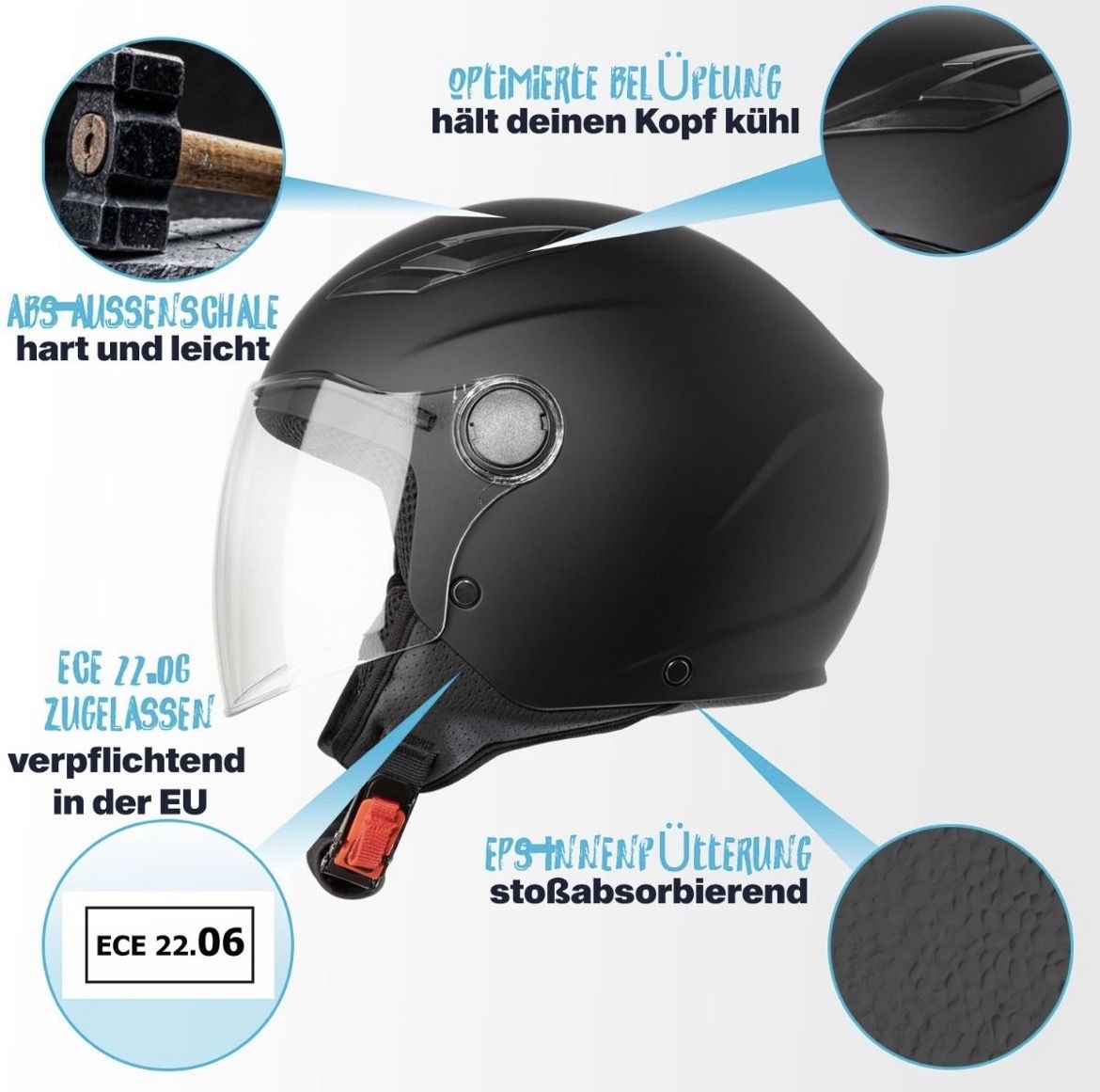 Caschi & visiere: Motorrad Jethelm Kinder 51/52cm – Nuovo e nell'imballaggio originale da Zürich venduto da Tomsi01 3