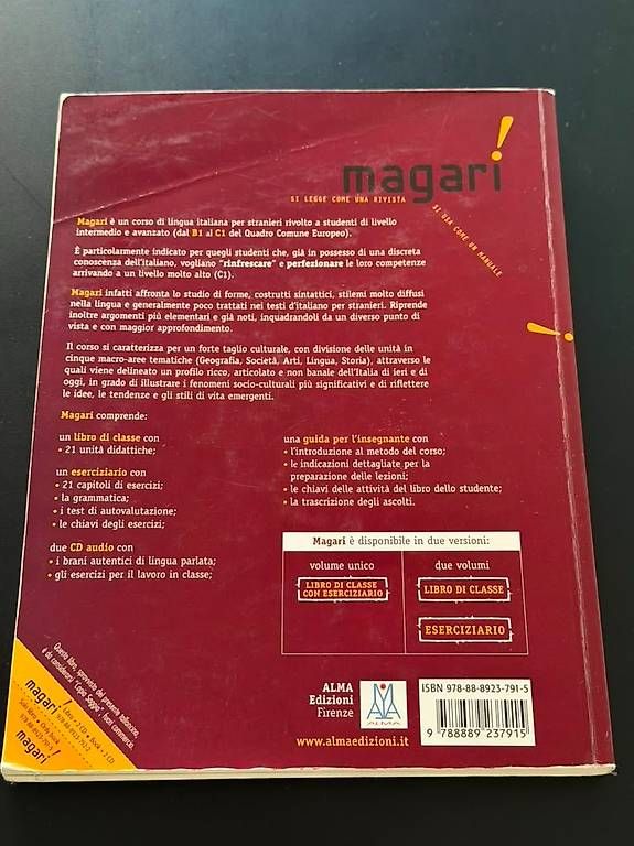 Libri: "Magari" B1-C1 Italian language course manual – Usato da Zürich venduto da emi_j76q 1